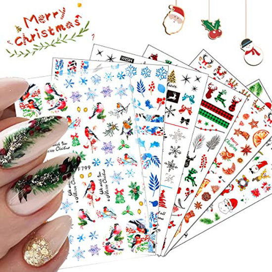 Christmas Nail Art 3D Water Decals Pink Snowflake Snowman Transfer Stickers  Set. | eBay