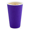 Picture of 20 Ounce Paper Coffee Cups, 10 Ripple Wall Disposable Paper Cups - Leakproof, Recyclable, Royal Purple Paper Hot Cups, Insulated, Matching Lids Sold Separately - Restaurantware