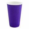 Picture of 20 Ounce Paper Coffee Cups, 10 Ripple Wall Disposable Paper Cups - Leakproof, Recyclable, Royal Purple Paper Hot Cups, Insulated, Matching Lids Sold Separately - Restaurantware