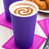 Picture of 20 Ounce Paper Coffee Cups, 10 Ripple Wall Disposable Paper Cups - Leakproof, Recyclable, Royal Purple Paper Hot Cups, Insulated, Matching Lids Sold Separately - Restaurantware