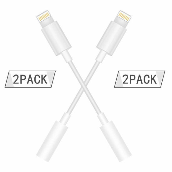 Picture of (2 Pack) iValea Lighting to 3.5mm Headphones Jack aux Cable Adapter, Earphones Cable Compatible with iPhone Xs Max XR X 7 8 Plus iPad iPod (iOS 11 12) - White