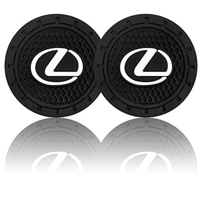 Picture of 2PC Car Logo Vehicle Travel Auto Cup Holder Insert Coaster for Lexus RX350 UX200 NX300 IS300 ES350 GS350 GX460 LX570 RC300 LC500,Silicone Anti Slip Cup Mat,Business Gift.