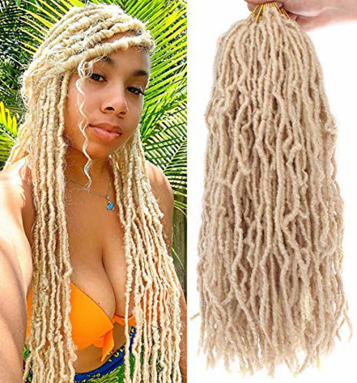 Leeven 24 Inch Blonde Goddess New Faux Locs Crochet Braids 1 Pack  Pre-looped Messy Soft Locs Crochet Hair 21 Strands Distressed Faux Locs  Hair for