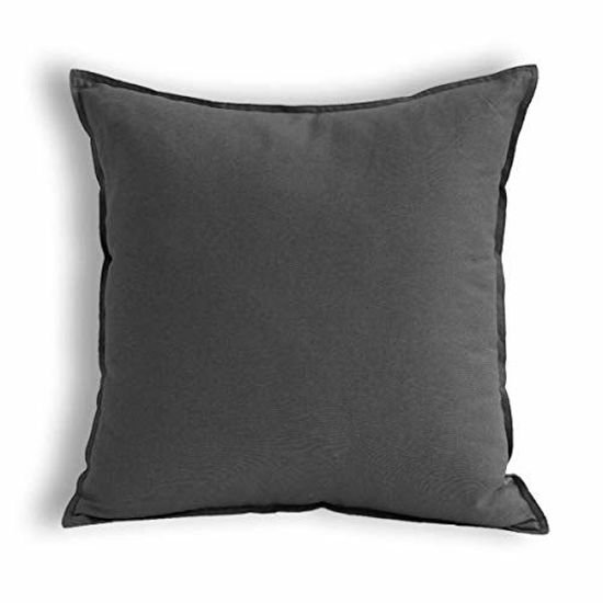 Picture of Jeanerlor Solid Cotton Linen Decoration Toss Throw Pillow Sham Cushion Case Dark Grey Pillow Cover Delicate Decorative Pillowcase for Bed/Chair/Couch, 18"x18"(45 x 45cm), Dark Grey