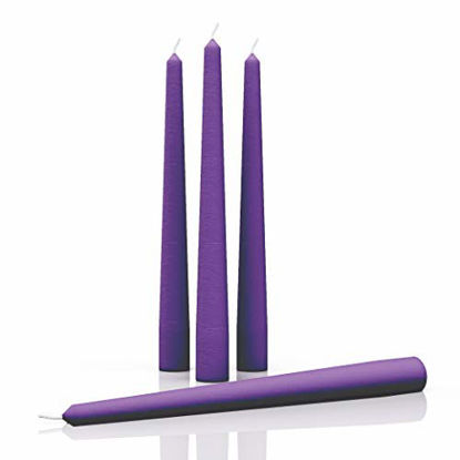 Picture of CANDWAX 8 inch Taper Candles Set of 4 - Dinner Candles Dripless - Tall Candles Long Burning Perfect for Dinner, Party or Wedding Candles Decor - Purple Candles