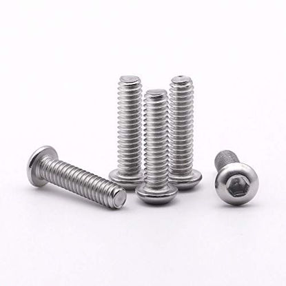 Picture of 5/16-18 x 2-1/2" Hex Socket Button Head Cap Screws Bolts 10 PCS, Allen Socket Drive, 304 Stainless Steel 18-8, Bright Finish, Full Machine UNC Threads