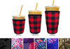 Picture of Koverz Neoprene Iced Coffee Java Sleeve - Insulator Sleeve for Cold Beverages, Neoprene Cup Holder - Compatible with Starbucks & McDonald's Coffee - Medium Buffalo Plaid
