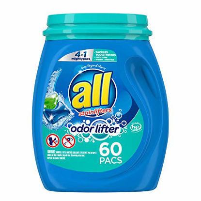 Picture of all Mighty Pacs Laundry Detergent 4-In-1 with Odor Lifter, Tub, 60 Count