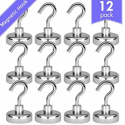 Picture of Magnetic Hook, ROSCN Heavy Duty Neodymium Rare Earth Magnet Hooks, Suitable for Indoor and Outdoor Hanging, Like Cruise Cabins, Kitchens, Refrigerator, Offices, Garage