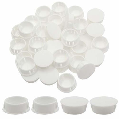 Picture of Zorfeter 30 Pcs White Hole Plugs 25mm (1 inch) Plastic Panel Plugs Hole Plugs Post Pipe Insert End Caps