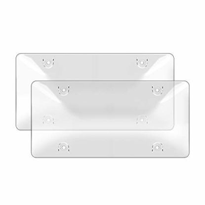 Picture of XCLPF 2 pcs License Plate Covers with Clear Bubble Design Unbreakable Fits All Standard 6x12 Inches Novelty/License Plates