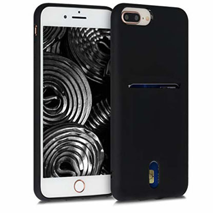 Picture of kwmobile Case Compatible with Apple iPhone 7 Plus / 8 Plus - Soft TPU Phone Cover with Card Holder and Silicone Finish - Black