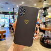 Picture of Qokey Compatible for Samsung Galaxy A32 5G Case(Not fit A32 4G), Plating Love Phone Case, Cute Small Gold Heart Pattern Soft Shockproof Protective Liquid Silicone TPU Case for Girls Women Men - Black