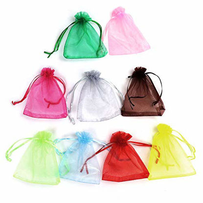 Picture of Lautechco 100Pcs Organza Bags 3x4 inches Mixed Color Random Color Organza Gift Bags Small Mesh Bags Drawstring Gift Bags Christmas Drawstring Organza Gift Bags (3x4 inches Mixed Color Random Color)