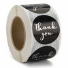 Picture of 1.5'' Thank You Stickers, Thank You Stickers Labels, Round Small Business Stickers, Ideal for Bakery, Boutiques,Retailers & Small Business Owners, 500 Labels Per Roll (Black-Silver)
