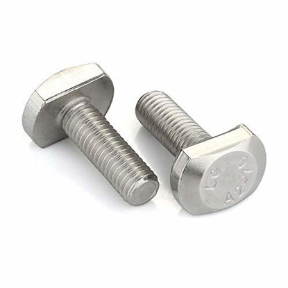 Picture of M8 x 35mm T-Slot Drop-in Stud Sliding Bolts T Shape Screws, Stainless Steel A2-70, Full Thread, 5 PCS