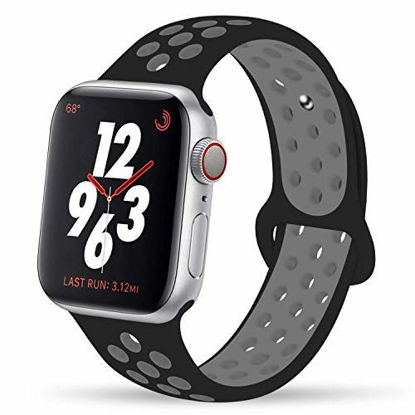 Picture of YC YANCH Greatou Compatible for Apple Watch Band 38mm 40mm,Soft Silicone Sport Band Replacement Wrist Strap Compatible for iWatch Apple Watch Series 5/4/3/2/1,Nike+,Sport,Edition,S/M,Black Coolgray