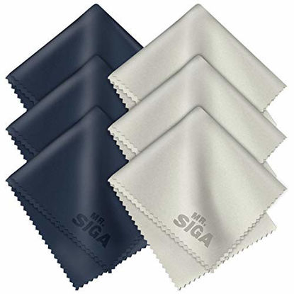 Picture of MR.SIGA Premium Microfiber Cleaning Cloths for Lens, Eyeglasses, Screens, Tablets, Glasses, 6 Pack, 6 x 7 inches (15 x 18 cm)