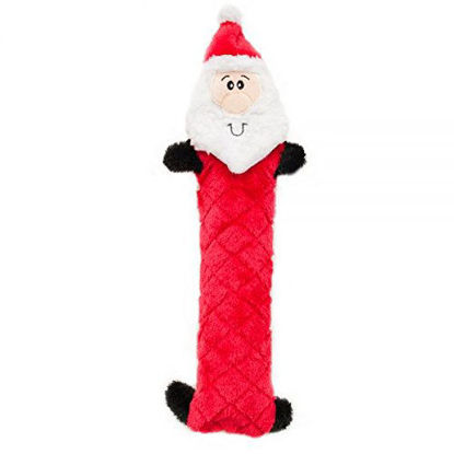 Picture of ZippyPaws - Jigglerz Holiday Tough No Stuffing Squeaky Plush Dog Toy with Crinkle Head and Tail  - Santa