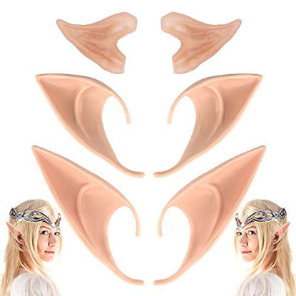 Picture of CEDAR BRIGHT Cosplay Fairy Pixie Elf Ears - Party Dress Up,Costume Masquerade Accessories for Halloween Christmas (3 Pairs)