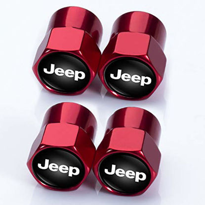 Picture of Qingfanghao Car Wheel Tire Valve Stem Caps Styling Decoration Suit for Jeep Wrangler Compass Cherokee Renegade Patriot Grand Commander Accessory