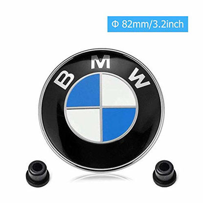 Picture of car sales BMW Emblems Hood and Trunk,BMW 82mm Logo Replacement + 2 Grommets for ALL Models BMW E30 E36 E46 E34 E39 E60 E65 E38 X5 X6 3 4 5 6 7 8 (82mm)