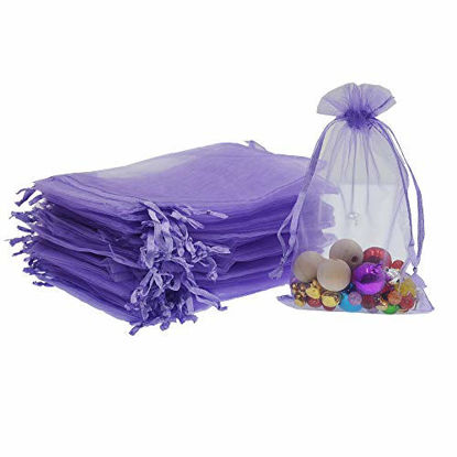 Picture of 100Pcs Organza Bags 3x4 inches Light Purple Organza Gift Bags Small Mesh Bags Drawstring Gift Bags Christmas Drawstring Organza Gift Bags (3x4" inches Light Purple)