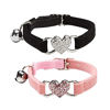 Picture of WDPAWS Heart Bling Cat Collar with Safety Belt and Bell Adjustable 8-10 inches for Kitten Cats (Black+Pink)