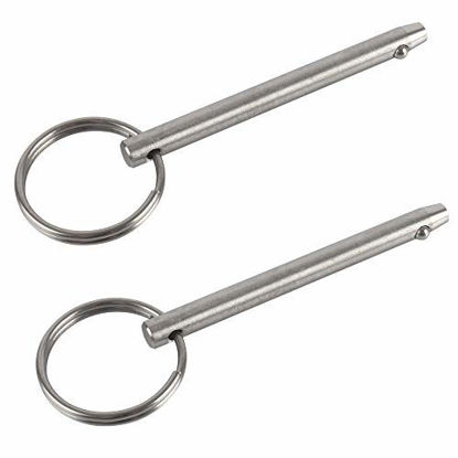 Picture of 2 Pack Quick Release Pin, Diameter 1/4"(6.3mm), Total Length 3"(76mm), Effective Length 2.4"(61mm), Full 316 Stainless Steel, Bimini Top Pin, Marine Hardware