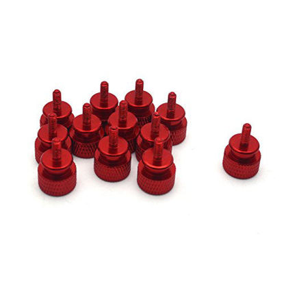 Picture of Antrader M3 Computer Case Thumb Screw Aluminum Alloy Knurled Hand Tighten Screws for Cover/Power Supply/PCI Slots/Hard Drives Wine Red 12PCS