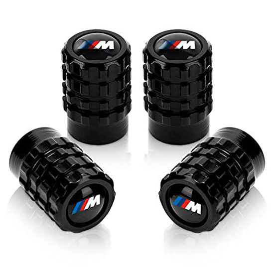 GetUSCart- 4 Pcs Tire Valve Stem Caps,Black Metal Wheel Car Air Valve Caps  for BMW X1 X3 M3 M5 X1 X5 X6 Z4 3 5 7 Series Logo Styling Decoration  Accessories