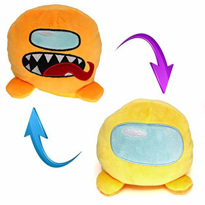 Picture of A-mong Game Rever-sible Plushie Toys, Double-Sided Flip Rever-sible Among in US Expressions Doll Reversible Stuffed Plushie Toy (Yellow-Orange)
