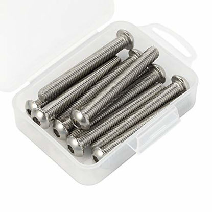 Picture of M8-1.25 x 55mm Button Head Socket Cap Screws Bolts, Stainless Steel 18-8 (304), Full Thread, Bright Finish, Quantity 10
