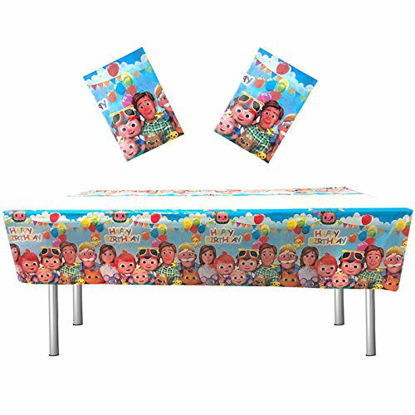 Picture of 2Pcs Cocomelon Tablecloth, Birthday Party Supplies, Cocomelon Theme Tablecloth, Popular Video Game, Plastic Disposable Table Cover Decoration (70 "x 42")