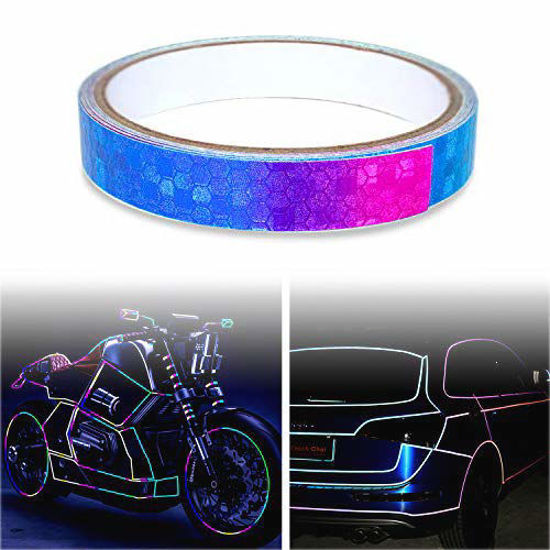 GetUSCart- PGONE Colorful Rainbow Reflective Warning Lighting Sticker Car  Hood Body Adhesive Exterior Cosmetic,Roof, Bumpers Bicycle Motor Tape Roll  Strip Decoration (Colourful Sticker)