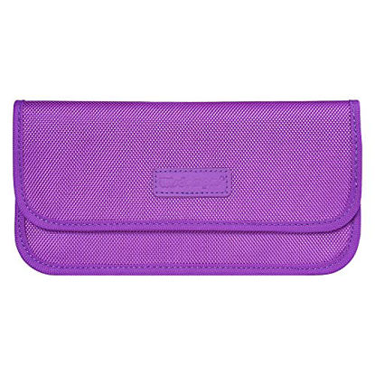 Picture of Faraday Bag, Wisdompro RFID Signal Blocking Bag Shielding Cage Pouch Wallet Case for Cell Phone Privacy Protection and Car Key FOB, Anti-Tracking, Anti-Spying Case Blocker - Purple
