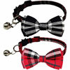 Picture of KUDES 2 Pack/Set Cat Collar Breakaway with Cute Bow Tie and Bell for Kitty and Some Puppies, Adjustable from 7.8-10.5 Inch (Red+Black, Plaid)
