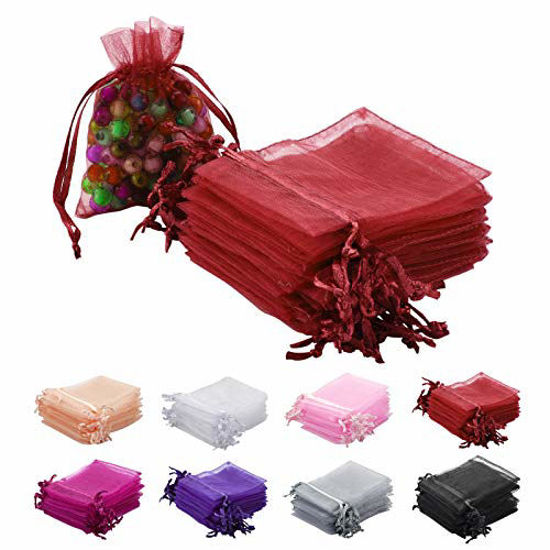 100PCS Sheer Organza Bags,Small Mesh Bags Drawstring for Small