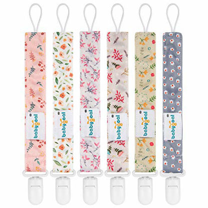 Picture of Babygoal Pacifier Clips for Girls, 6 Pack Pacifier Holder Fits for Most Pacifier Styles &Teething Toys and Pacifier Clips for Boys and Girls 6PS21
