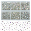 Picture of Bymitel 7200 Pieces 6 Mixed Sizes Glue Fix on  Glass Rhinestones Round Crystal Gems Flatback for DIY Jewelry Making with one Picking Pen(6-Sizes 7200PCS, Clear Crystal)