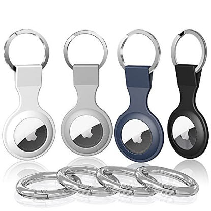 Picture of [4 Pack] Soft Silicone Case Compatible with Apple AirTags 2021, Protective Anti-Scratch Lightweight Skin Cover with Key Ring for AirTags Finder Keychain Accessory