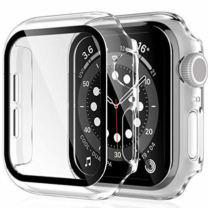 Picture of 2 Pack HATOSHI Hard Case for Apple Watch 44mm Series 6, 5, 4, SE Built-in Tempered Glass Screen Protector, Ultra-Thin All Around Protective Glass Screen Cover for iWatch 44mm, Clear
