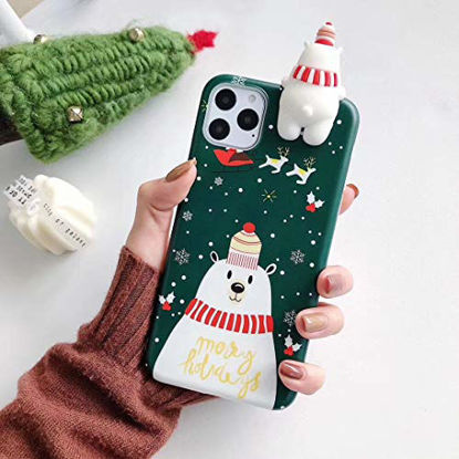 Picture of Topwin Christmas Case for iPhone 11 Pro Max, Merry Christmas Soft Silicone TPU 3D Cute Snowman Santa/Elk Pattern Pretty Cute Premium Flexible Protective Case for Apple iPhone 11 Pro Max 6.5' (Green)