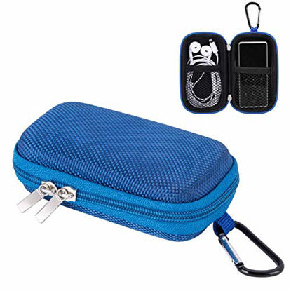 Picture of AGPTEK MP3 Player Case, Portable Clamshell Headphones Cover, Holder with Metal Carabiner Clip for 1.8 inch MP3 Players, iPod Nano, iPod Shuffle, Apple Airport,Blue