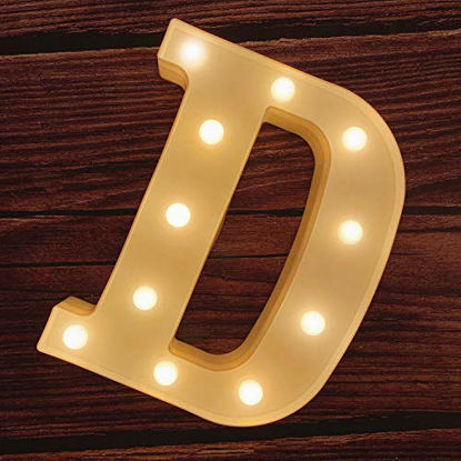 Picture of MUMUXI LED Marquee Letter Lights 26 Alphabet Light Up Marquee Number Letters Sign for Wedding Birthday Party Battery Powered Christmas Lamp Night Light Home Bar Decoration (D)