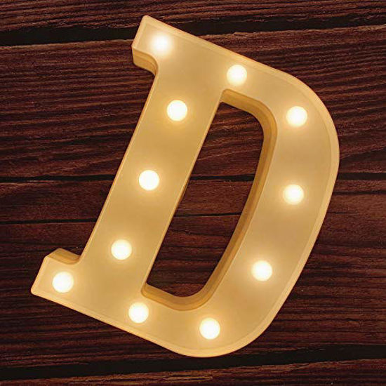 Picture of MUMUXI LED Marquee Letter Lights 26 Alphabet Light Up Marquee Number Letters Sign for Wedding Birthday Party Battery Powered Christmas Lamp Night Light Home Bar Decoration (D)