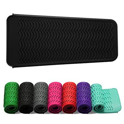 Picture of ZAXOP Resistant Silicone Mat Pouch for Flat Iron, Curling Iron,Hot Hair Tools (Black)