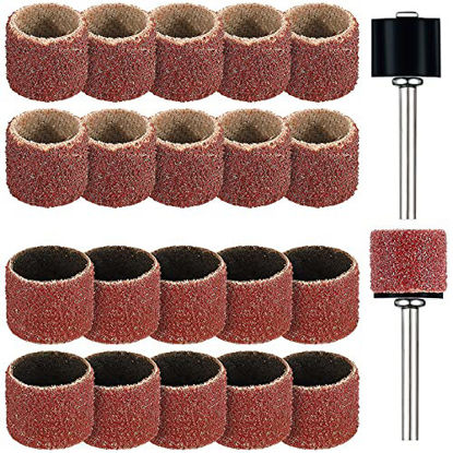 Picture of 22 Pet Nail Grinder Replacement Kit with Grit Sanding Bands Pet Nail Smoother Dog Claw Care Black Grinding Drums Dog Nail Grinder Replacement Dog Claw Grooming Supplies (1/2 Inch 60 Grit and 100 Grit)