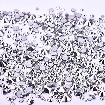 Picture of Jollin 3456pcs Flatback Rhinestones Glass Charms Diamantes Gems Stones for Nail Art 6 Size ss4~ss12 Silver