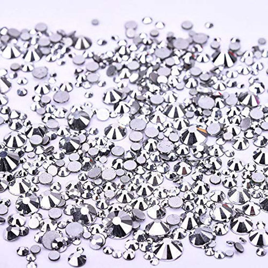 Picture of Jollin 3456pcs Flatback Rhinestones Glass Charms Diamantes Gems Stones for Nail Art 6 Size ss4~ss12 Silver